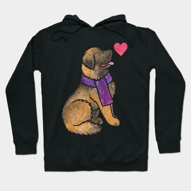 Watercolour Leonberger Hoodie by animalartbyjess